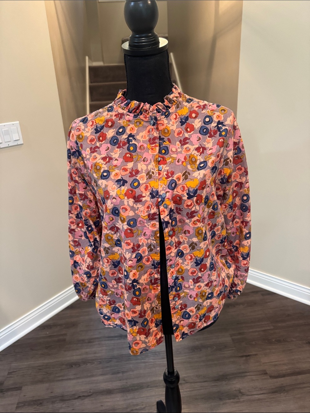 Sundance Pink Floral Button-Front Blouse